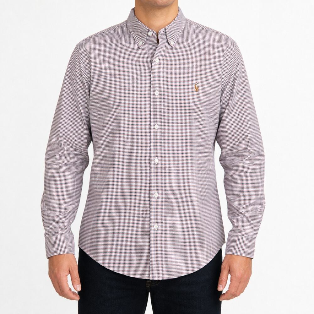Ralph Lauren Shirt Mens XL Red Blue White Check Button Down Long Sleeve Classic